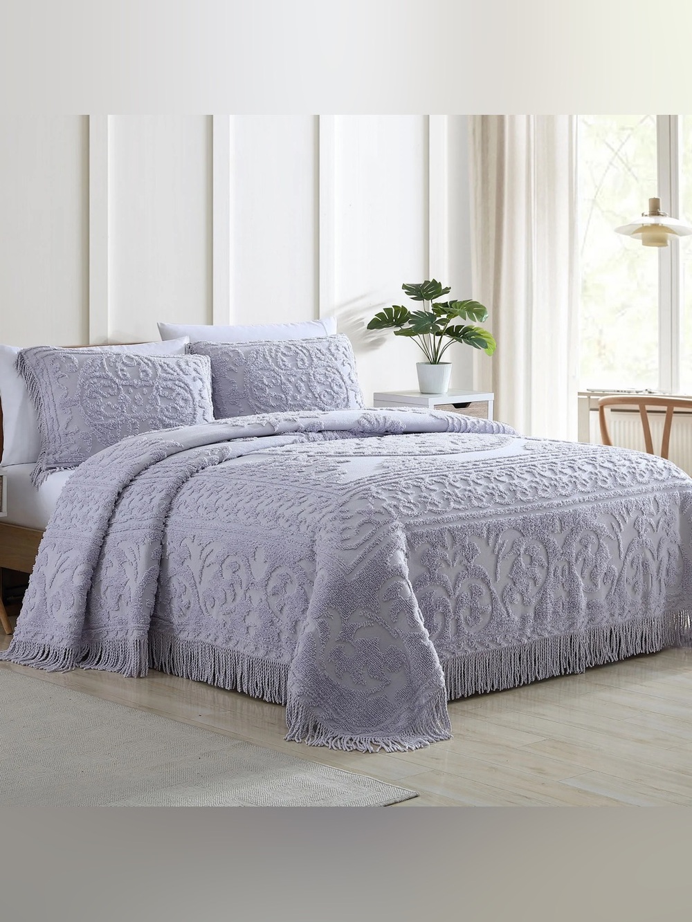 Chenille Medallion Bedspread Lavender